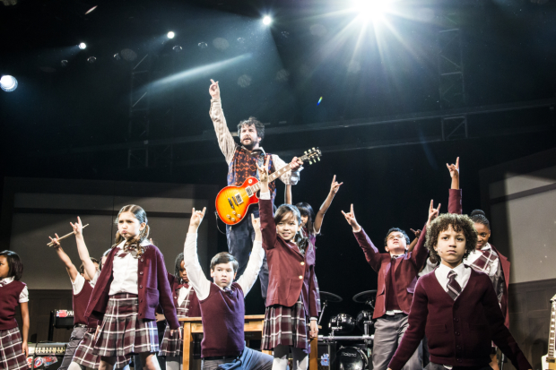 Alex Brightman (center) and the Broadway cast of School of Rock, opening December 6 at the Winter Garden Theatre.