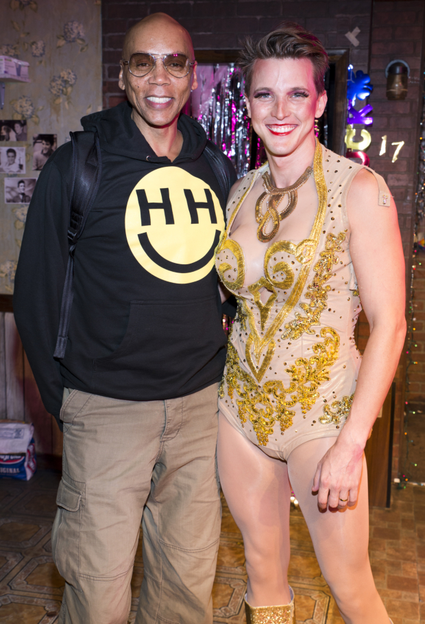 RuPaul poses with Georgia McBride leading man Dave Thomas Brown.