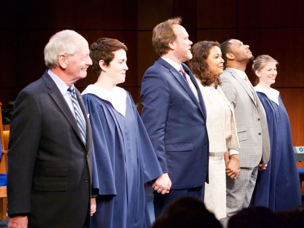 The stars of The Christians take their opening-night bow.