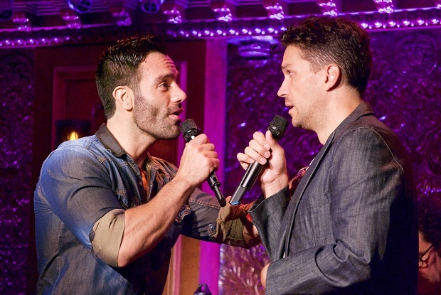 Former Les Mis costars Ramin Karimloo (left) and Will Swenson duet &quot;A Little Fall of Rain&quot; at Feinstein&#39;s/54 Below.