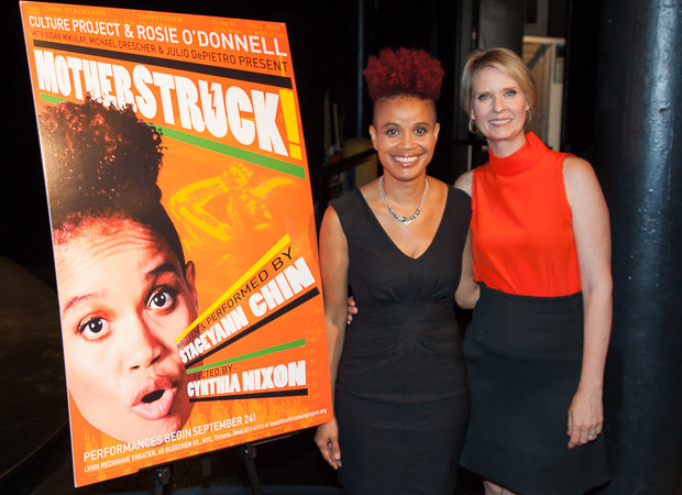 MotherStruck playwright and performer Staceyann Chin with director Cynthia Nixon. 