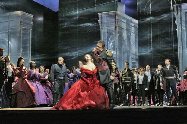 Željko Lučić, Sonya Yoncheva, Aleksandrs Antonenko, and Dimitri Pittas star in Giuseppe Verdi&#39;s Otello, directed by Bartlett Sher, at the Metropolitan Opera. 