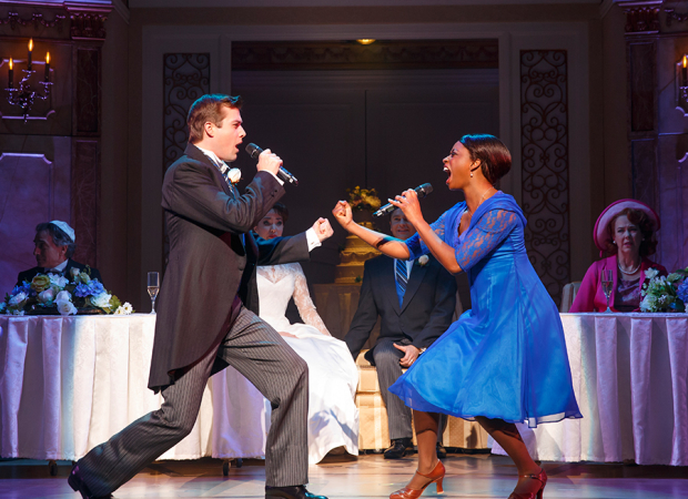 Nick Spangler as Greg and Montego Glover as Annie in the 2015 Broadway musical It Shoulda Been You.