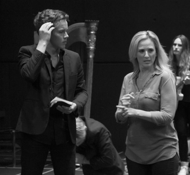 Austin McKenzie and Marlee Matlin rehearse a scene from Michael Arden&#39;s production of Spring Awakening.