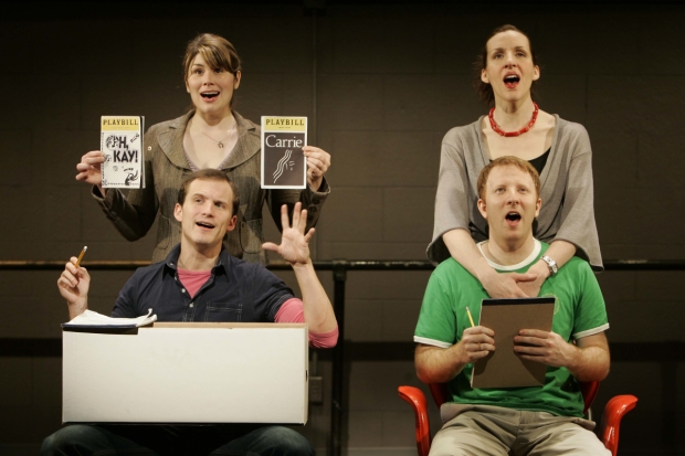 Heidi Blickenstaff (top, left), Jeff Bowen (bottom, left), Susan Blackwell (top, right), and Hunter Bell (top, left) in [title of show]. 