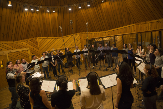 The choir of The Hunchback of Notre Dame heads into the recording studio.