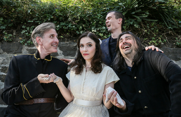 The cast of Frog &amp; Peach Theatre Company&#39;s Much Ado About Nothing, directed by Lynnea Benson.