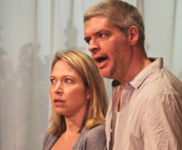 Kendra Thulin and Peter Moore in Steep Theatre&#39; The Cheats, written by Hamish Linklater.