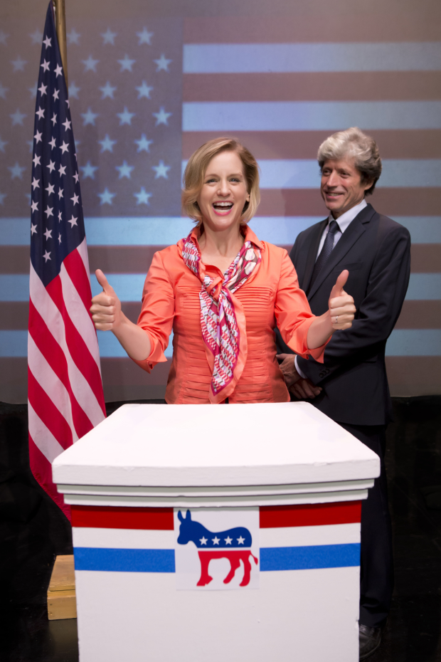 Rebecca Holt and Joris Stuyck in a scene from Heather Smiley for President.