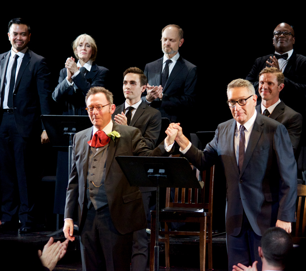 Michael Emerson, Moisés Kaufman, and the cast of Gross Indecency take a bow.