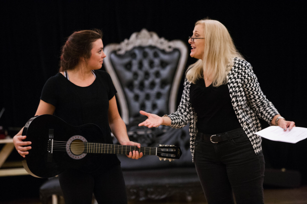 Desi Oakley and Donna Migliaccio in rehearsals for Girlstar at Signature Theatre. 