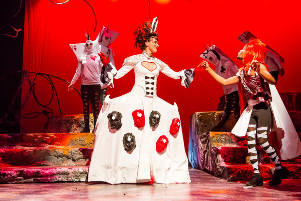 Veberyte Loman (Queen of Hearts) in Synetic Theater&#39;s Alice in Wonderland, directed by Paata Tsikurishvili. 