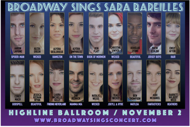 Broadway Sings Sara Bareilles comes to the Highline Ballroom November 2.