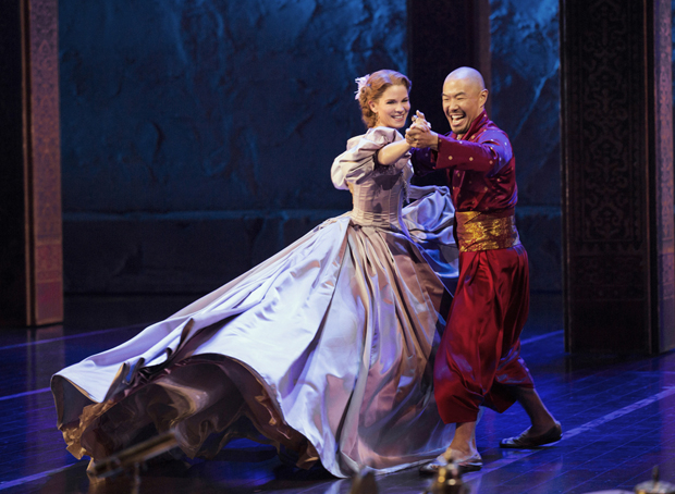 Tony winner Kelli O&#39;Hara dances with her new King, Hoon Lee, in Lincoln Center Theater&#39;s revival of The King and I at the  Vivian Beaumont Theatre.