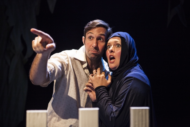Joey LePage and Jessie Dean star in Luke Landric Leonard and Peter Stopschinski&#39;s Welcome to the Kingdom of Saudi Arabia, directed by Leonard for Monk Parrots at 59E59 Theaters.