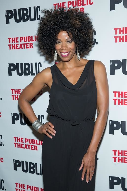 Kim Wayans celebrates her opening night in Barbecue at the Public Theater.