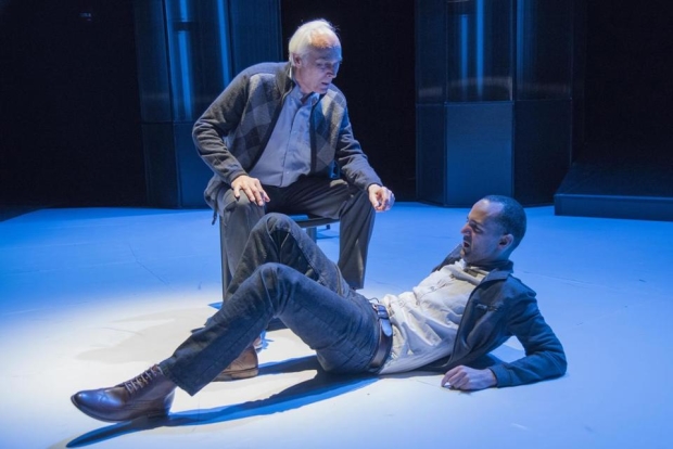 Dale Place and Nael Nacer in Caryl Churchill&#39;s A Number, directed by Clay Hopper, at Boston&#39;s New Repertory Theatre.