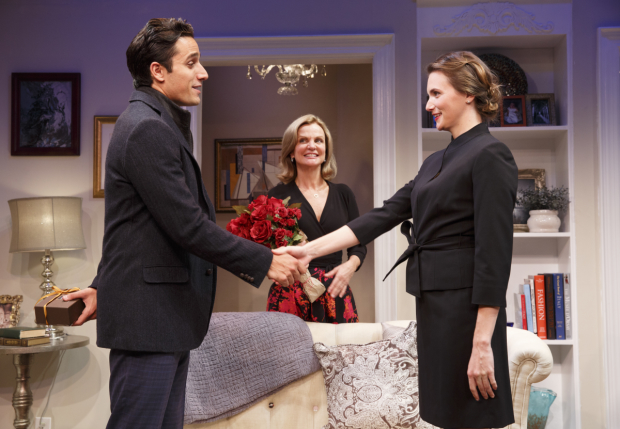 Jared Zirilli, Audrey Heffernan Meyer, and Mairin Lee star in Joe Godfrey&#39;s Romance Language, directed by Carl Andress, at Theater 511 at Ars Nova. 