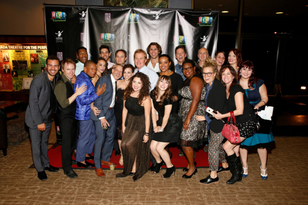 The full Rent cast pose during the opening night party.