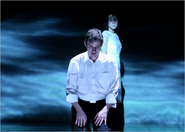 Christian Camargo starred in the title role of Theatre for a New Audience&#39;s 2009 production of Hamlet, with Jennifer Ikeda as Ophelia, at the Duke on 42nd St.