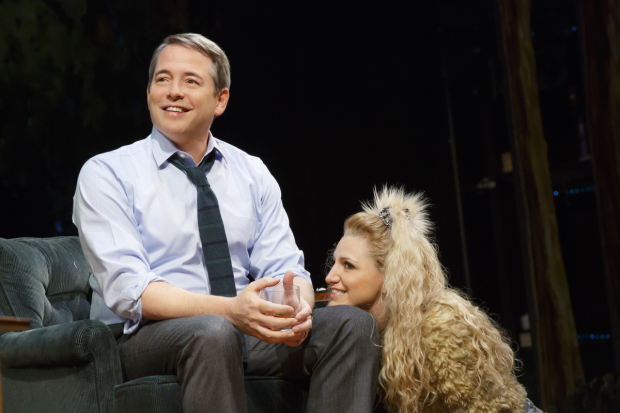 Matthew Broderick as Greg and Annaleigh Ashford as Sylvia in Daniel Sullivan&#39;s Broadway mounting of A.R. Gurney&#39;s Sylvia at the Cort Theatre.