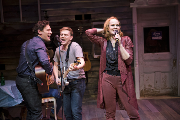 Eric William Morris, Adam Cochran, and Kate Baldwin star in Michael Kimmel and Lauren Pritchard&#39;s Songbird, directed by J.V. Mercanti, at 59E59 Theaters.