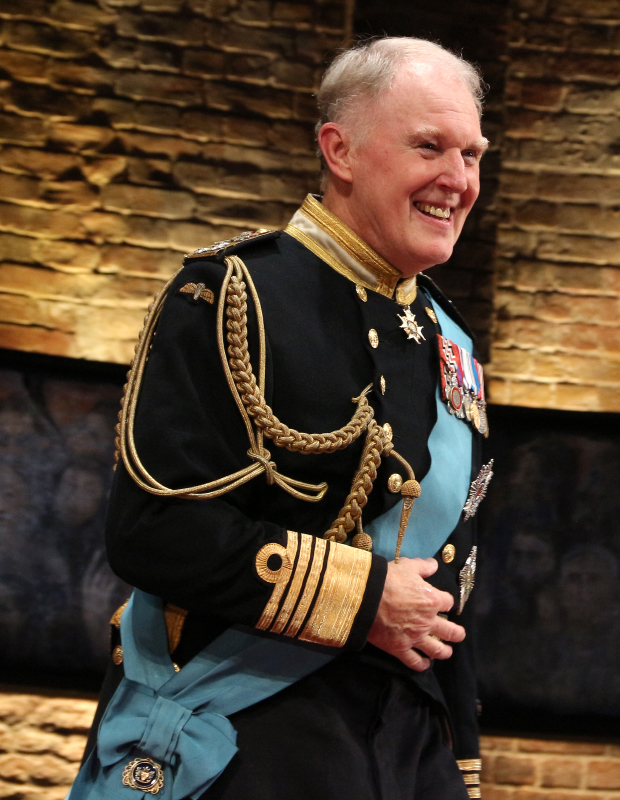 Tim Pigott-Smith takes his triumphant Broadway curtain call on the opening night of King Charles III at the Music Box Theatre.