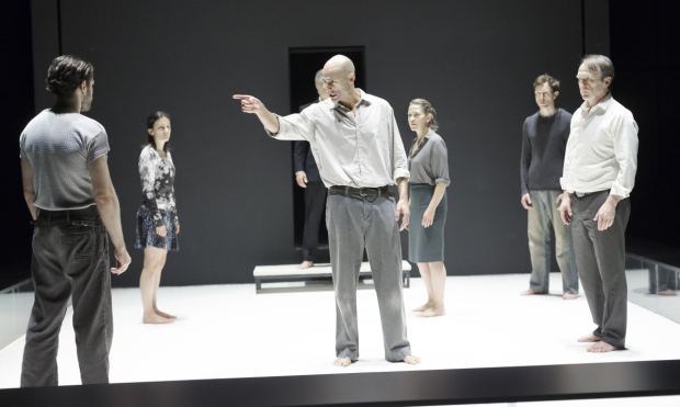 Mark Strong (center) in Ivo van Hove&#39;s production of Arthur Miller&#39;s A View From the Bridge at the Lyceum Theatre.