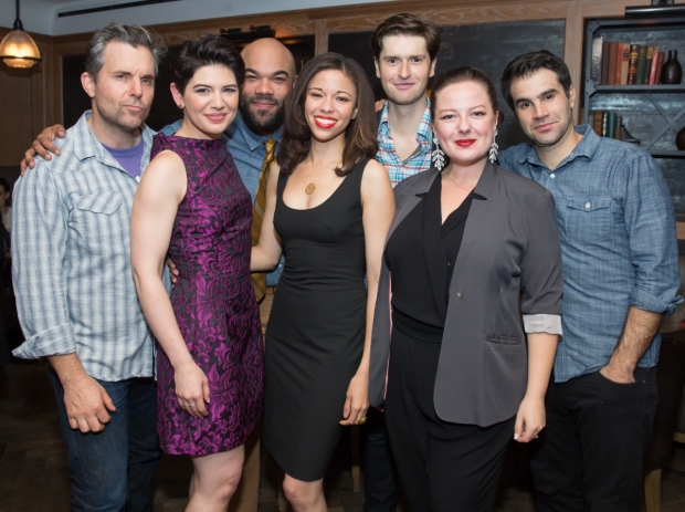 The cast of The Comedy of Errors celebrates opening night at the Public Theater.
