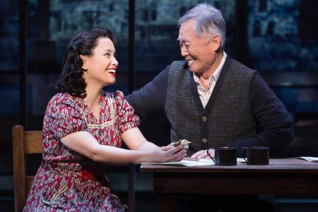 Lea Salonga and George Takei star in Allegiance at Broadway&#39;s Longacre Theatre.