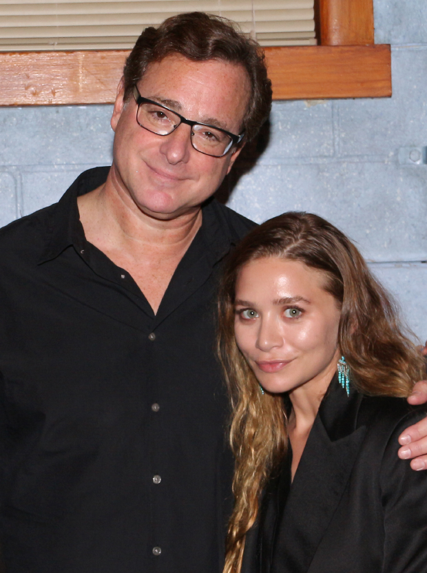 Ashley Olsen visits her TV dad, Bob Saget, backstage at Hand to God.