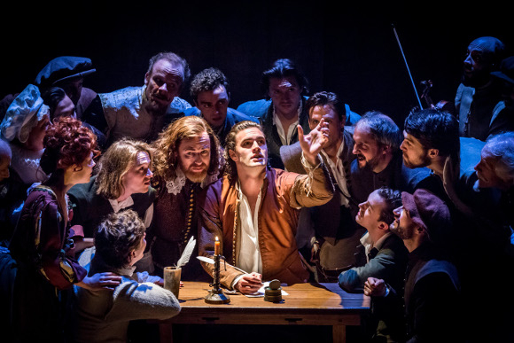 Tom Bateman and the West End cast of Shakespeare in Love. 