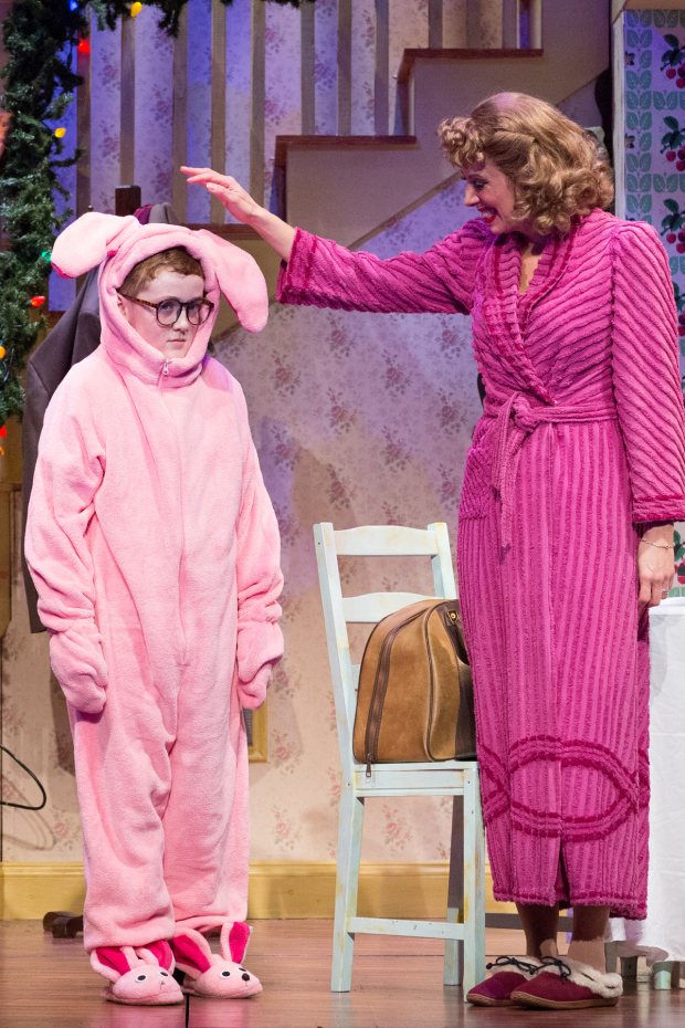 Craig Mulhern Jr. and Lyn Philistine as Ralphie and Mother in the Walnut Street Theatre production of A Christmas Story.