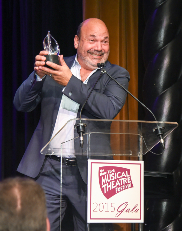 Tony-winning Aladdin and The Book of Mormon director Casey Nicholaw accepts his award.