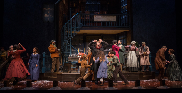 A moment from A Christmas Carol, directed by Henry Wishcamper, at the Goodman Theatre.