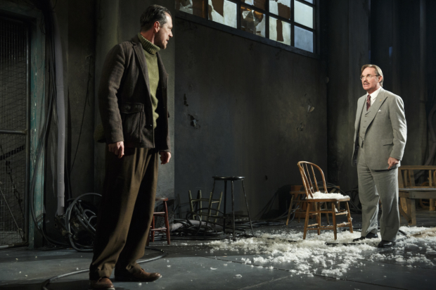 Darren Pettie as Leduc and Richard Thomas as Von Berg in Signature Theatre&#39;s production of Arthur Miller&#39;s Incident at Vichy, directed by Michael Wilson.