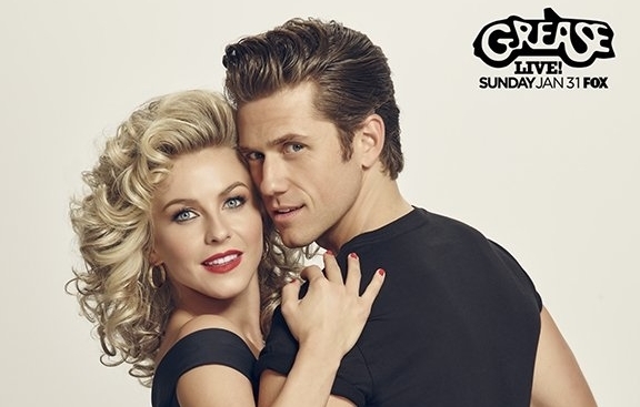 Julianne Hough and Aaron Tveit as Grease&#39;s Sandy and Danny.