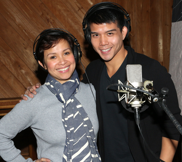 Lea Salonga and Telly Leung lay down tracks for the upcoming Allegiance cast recording.
