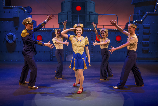 The cast of Dames at Sea at Broadway&#39;s Helen Hayes Theatre.