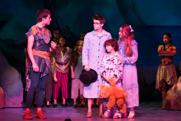 Kevin Quinn, Corey Fogelmanis, August Maturo, Sabrina Carpenter, and the company of Peter Pan and Tinker Bell - A Pirates Christmas.