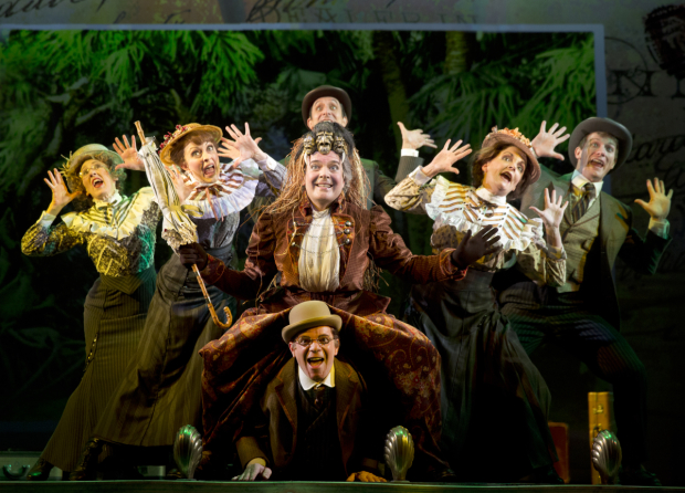Jefferson Mays portrays Lady Hyacinth D&#39;Ysquith, flanked by an army of do-gooders.