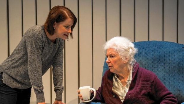 Kate Fry as Tess and Mary Ann Thebus as Marjorie in Marjorie Prime at Writers Theatre.