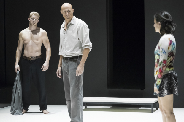Russell Tovey, Mark Strong, and Phoebe Fox star in Arthur Miller&#39;s A View From the Bridge, directed by Ivo van Hove, at Broadway&#39;s Lyceum Theatre.