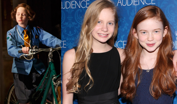 Elizabeth Teeter (left) as Young Elizabeth in The Audience and pictured right with her alternate Sadie Sink.