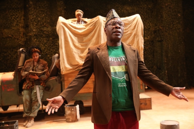 Mirirai Sithole and Michael Potts in Classic Stage Company&#39;s Mother Courage and her Children. 