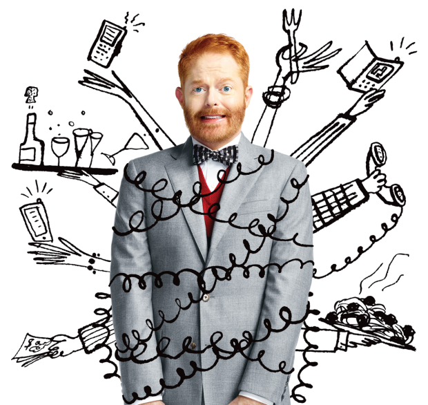 Jesse Tyler Ferguson in the artwork for the upcoming Broadway mounting of Fully Committed.