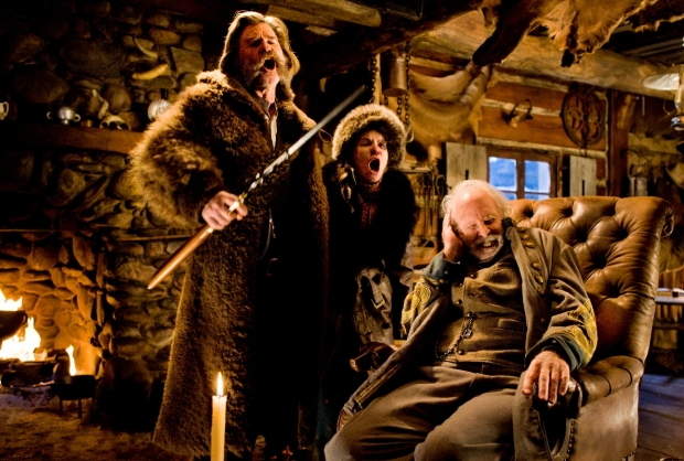 Kurt Russell, Jennifer Jason Leigh, and Bruce Dern in Quentin Tarantino&#39;s film The Hateful Eight.