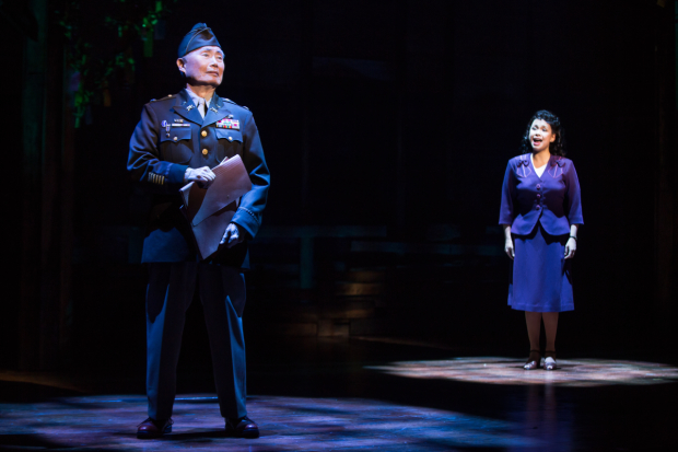 George Takei and Lea Salonga star in Allegiance, directed by Stafford Arima, at the Longacre Theatre.