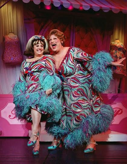 Marissa Jaret Winokur and Harvey Fierstein as Tracy Turnblad and Edna Turnblad in the 2002 Broadway production of Hairspray.