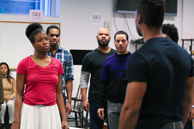 Valeka J. Holt plays Penny, with Ian Anthony Coleman as Fourth, Jefferson A. Russell as Leader of Slaves, and Jon Hudson Odom as Second in Father Comes Home From the Wars by Suzan-Lori Parks.